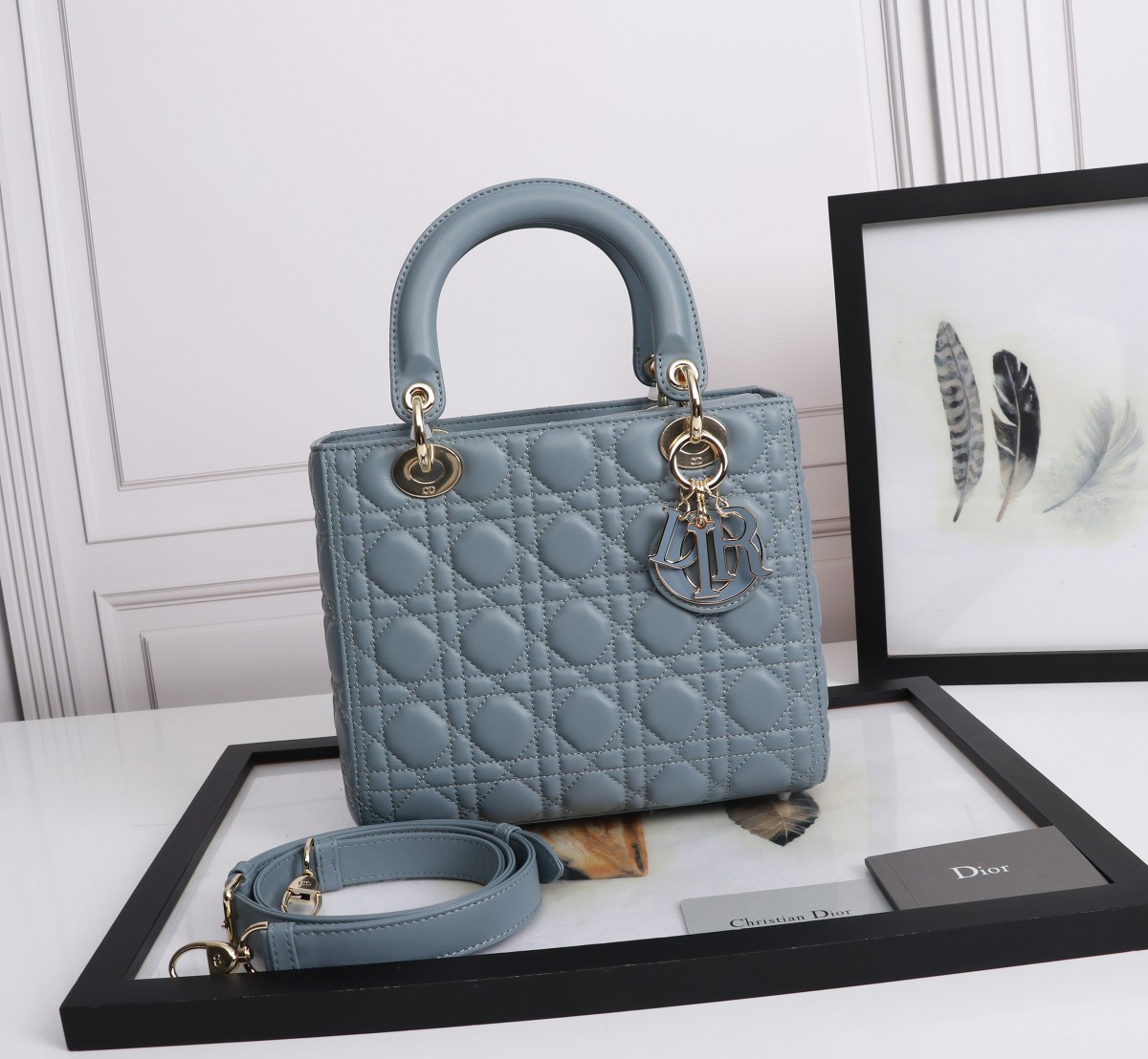 Medium Lady Dior Bag Sky Blue Cannage Lambskin